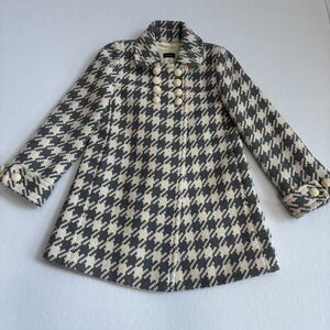 J. Crew Greta Houndstooth Peacoat Swing Women's 2 Grey Ivory Wool Blend Preppy